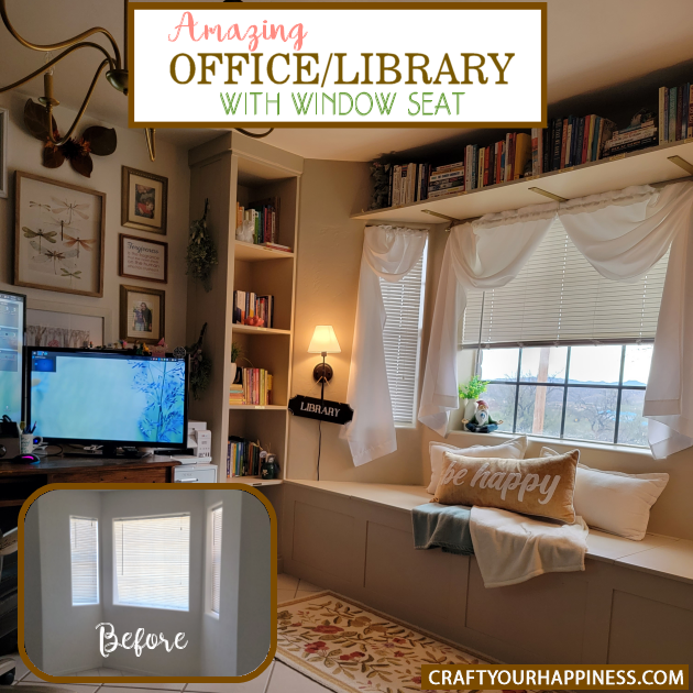 If you're looking for some inspiration for your home you will LOVE our home office library makeover with a window seat. It's beyond magical!