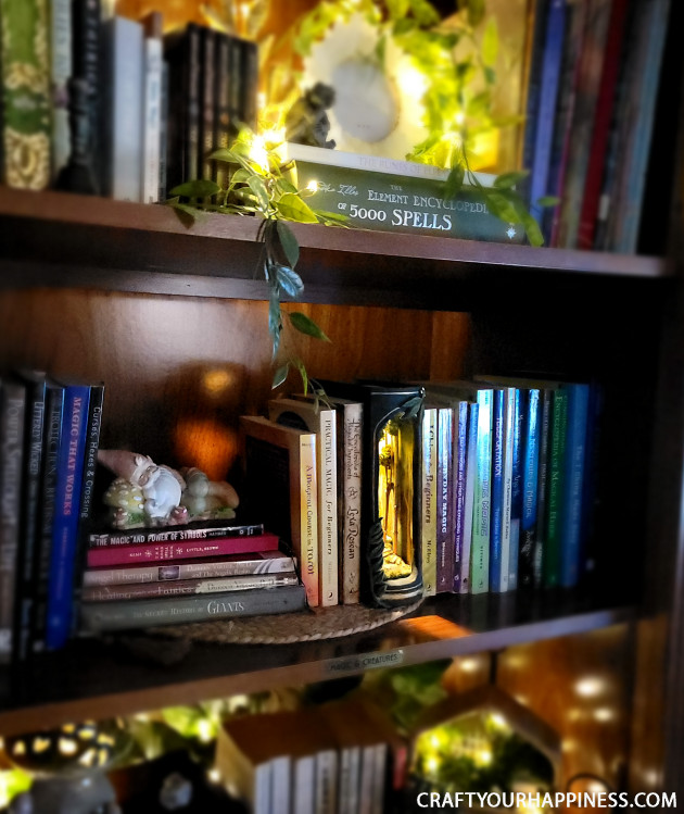 Check out this whimsical DIY book nook my daughter made to fit into my home office library! It's like a small slice of magic sitting on your shelf!