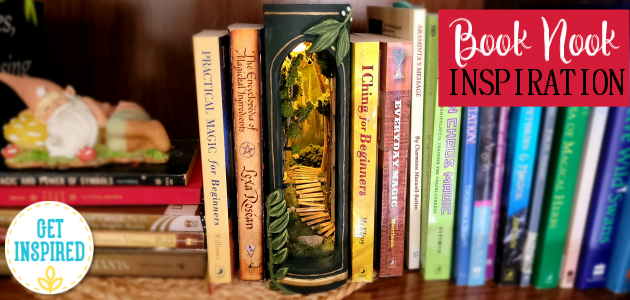 Check out this whimsical DIY book nook my daughter made to fit into my home office library! It's like a small slice of magic sitting on your shelf!