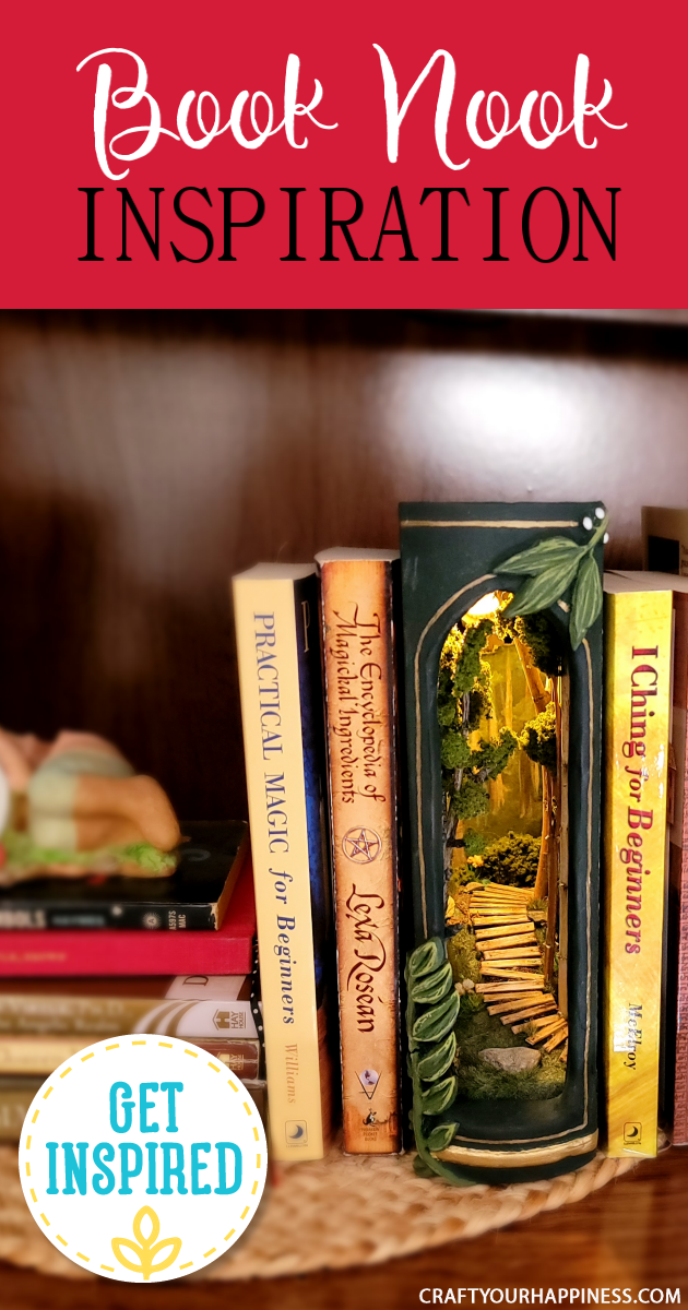 Check out this whimsical DIY book nook my daughter made to fit into my home office library! It's like a small slice of magic sitting on your shelf!