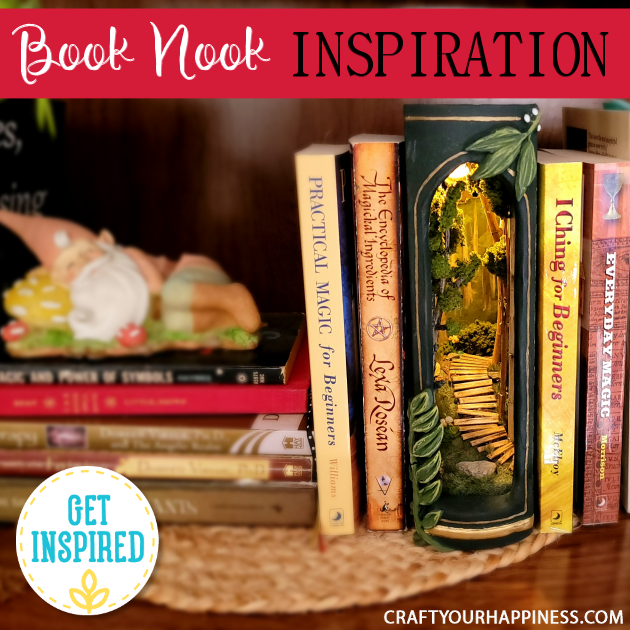 Check out this whimsical DIY book nook my daughter made to fit into my home office library! It's like a small slice of magic sitting on your shelf!