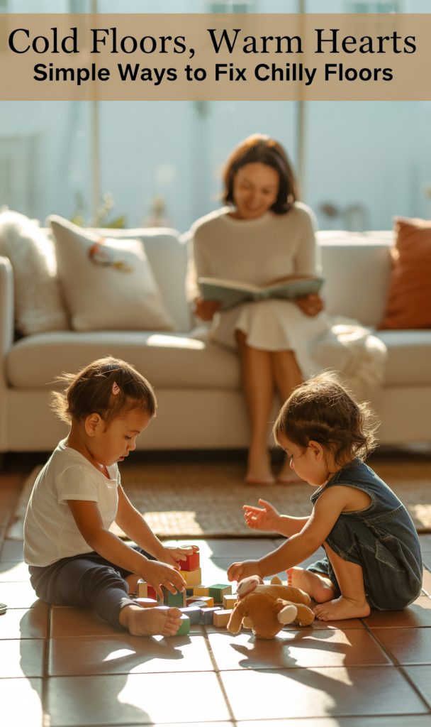 When your feet hit the cold floor in winter it can make you want to stay in bed! Learn ways to help warm up your floors and your family. cold floors warm hearts!